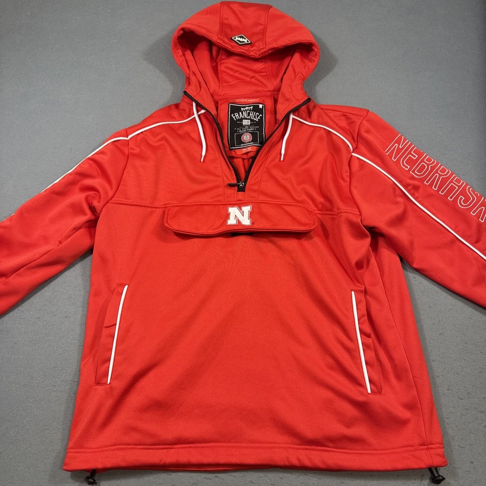 Nebraska Cornhuskers Franchise Club Anorak Red Pullover Jacket Men's Medium